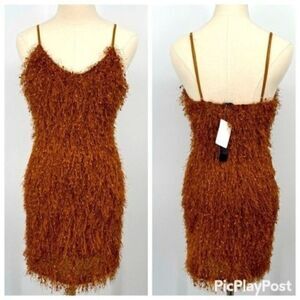 Vintage inspired 90s fringe dress burnt orange Small Y2K BoxS